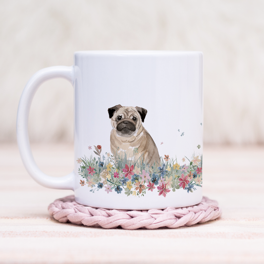 Pug Floral Wrap Mug