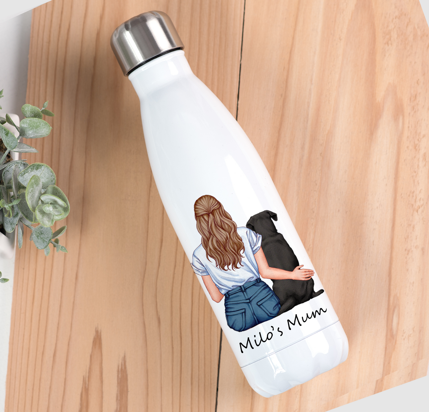 Customisable Lady & Dog Drinks Bottle