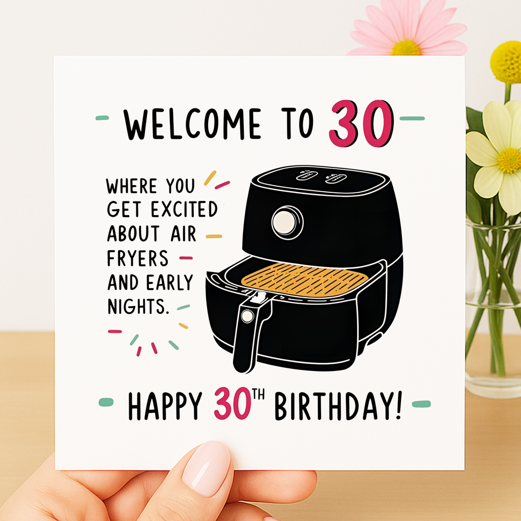 Welcome to 30 – Air Fryers & Early Nights birthday card