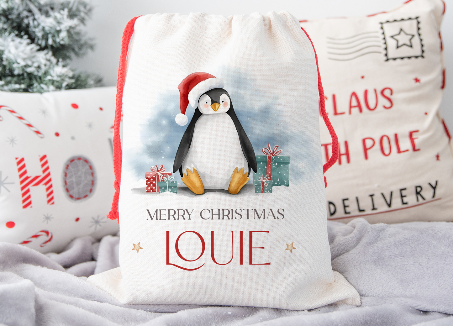 Personalised Penguin Christmas Sack