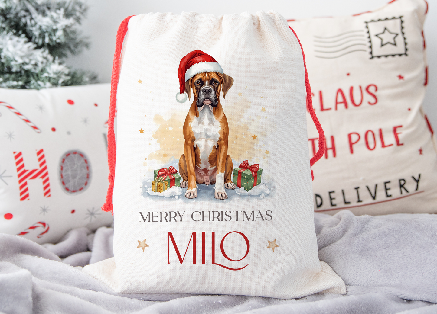 Boxer Dog Christmas Sack