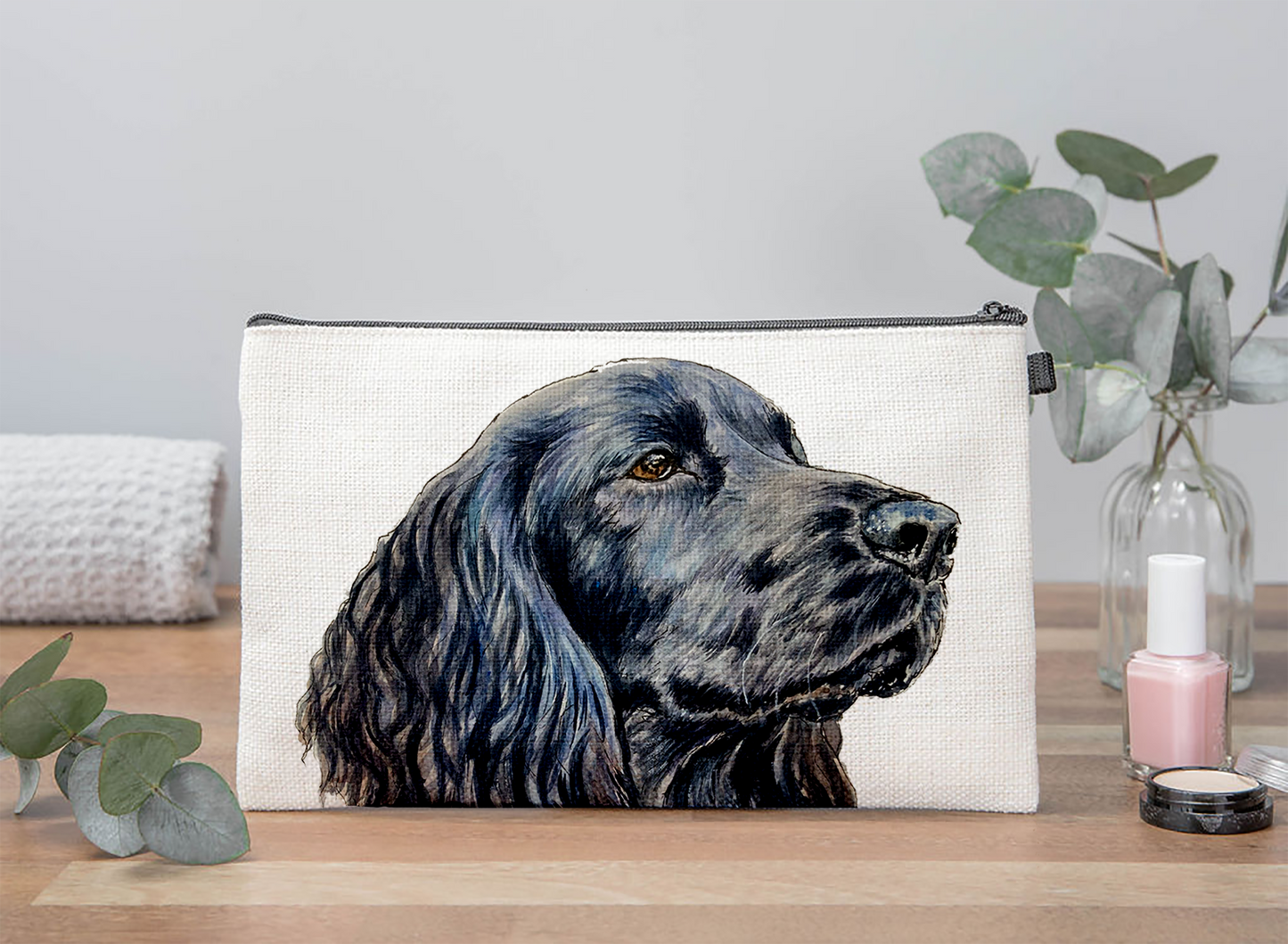 Black Spaniel Makeup Bag