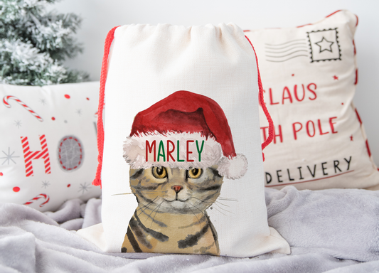 Personalised Cat Christmas Sack