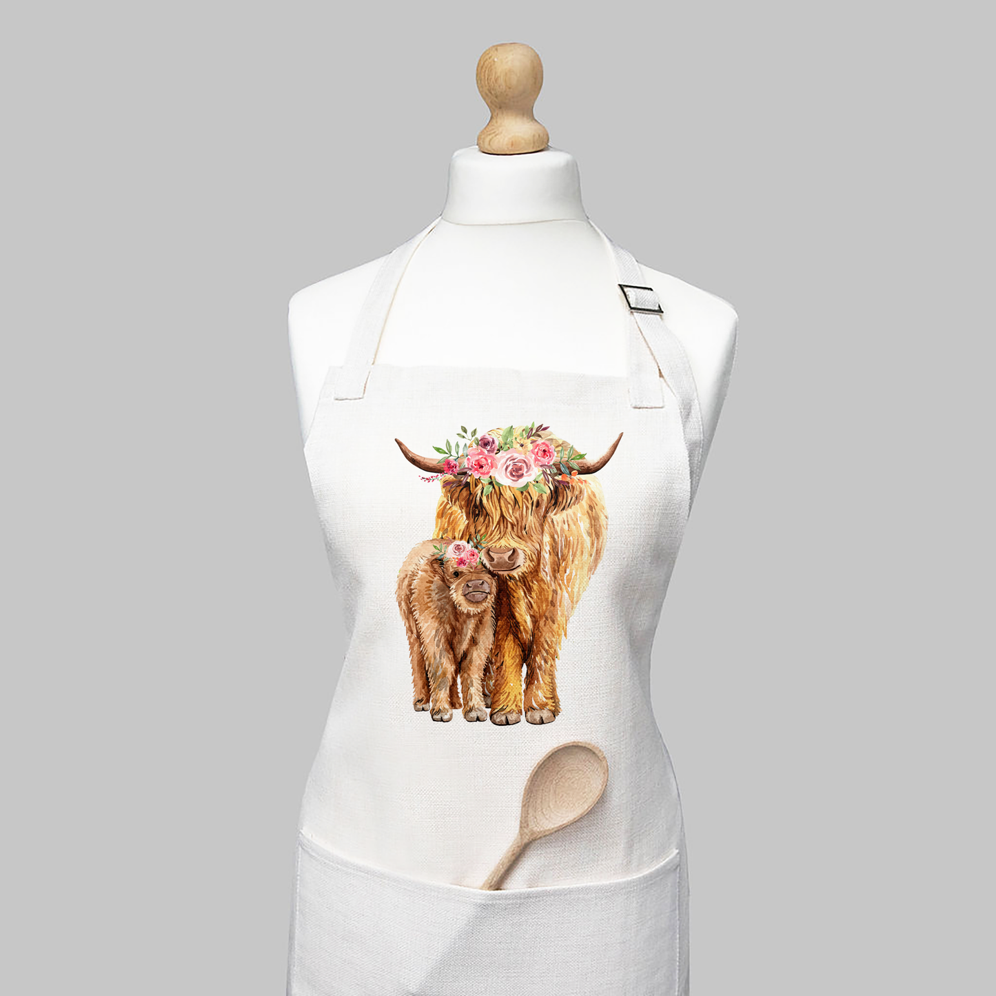 Floral Highland Cows Apron