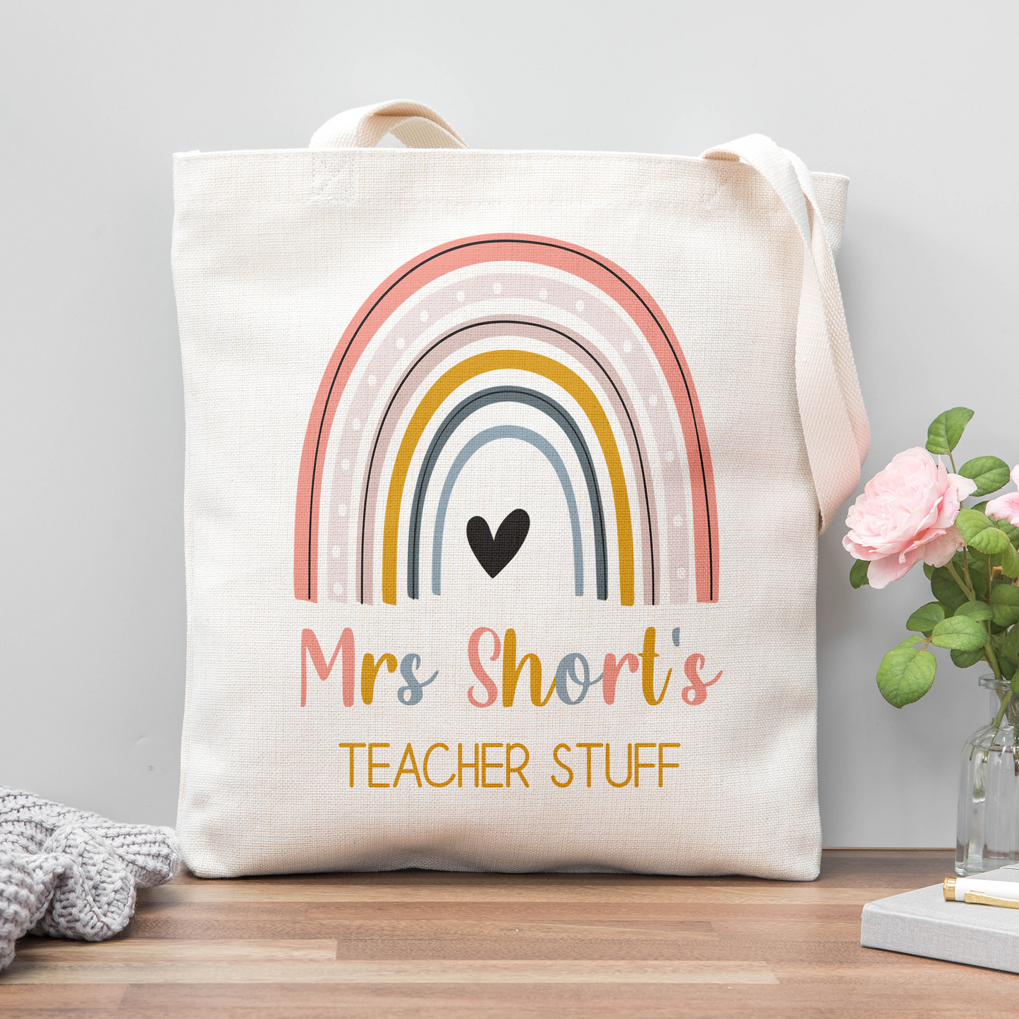 Rainbow Teacher Tote Bag