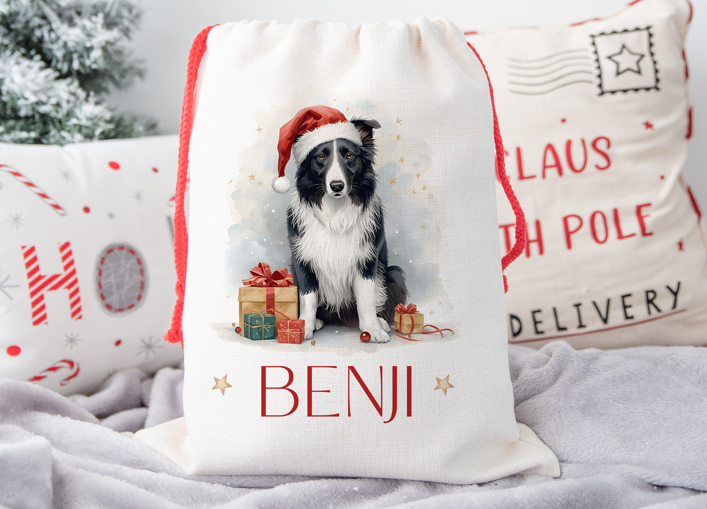 Border Collie Dog Christmas Sack