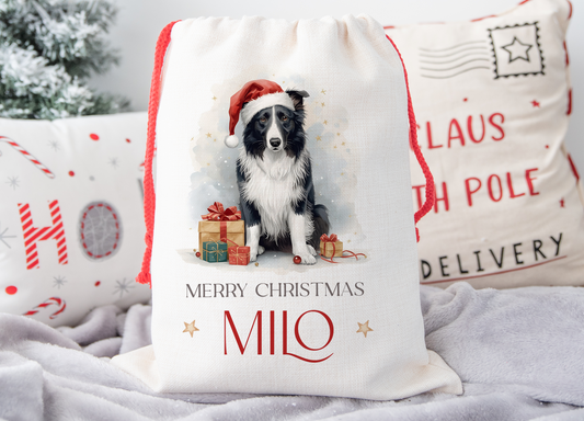 Border Collie Dog Christmas Sack