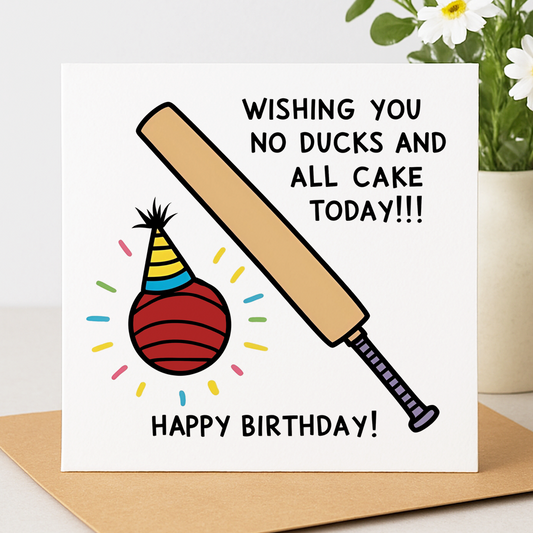 Cricket-themed birthday card