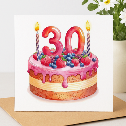 30th Birthday Cake Card | Milestone 30th Birthday Card