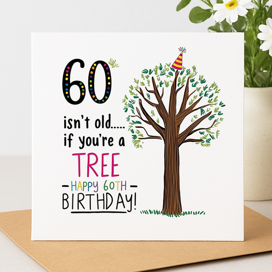 "60 Isn’t Old If You’re a Tree” funny birthday card: