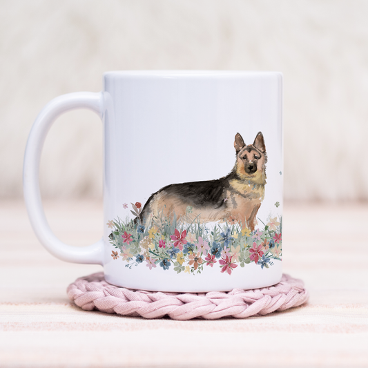 German Shepherd Floral Wrap Mug