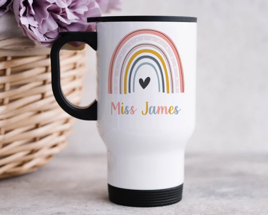 Personalised Tacher Rainbow Travel Mug