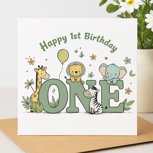 Happy 1st Birthday Card | Safari First Birthday Card