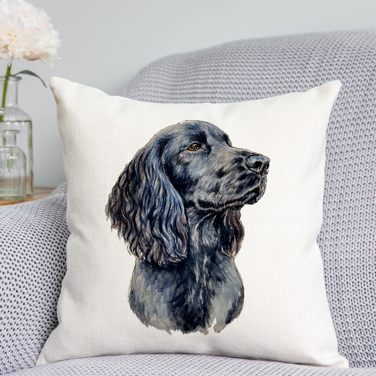 Black Springer Spaniel Cushion