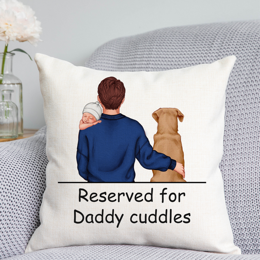 Customisable Dad, child and pet Cushion