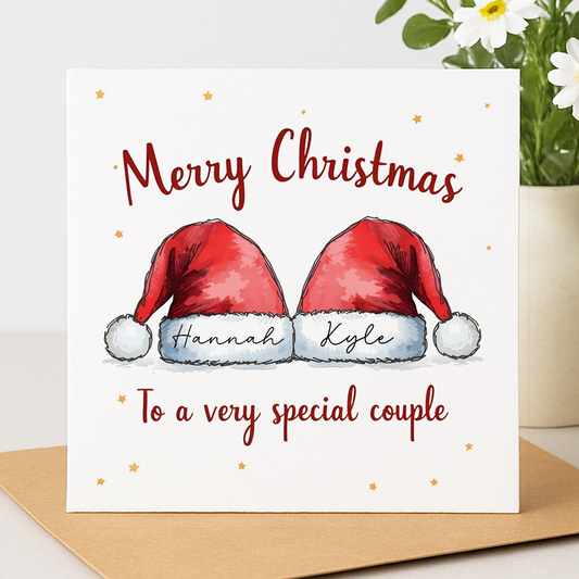 Personalised Santa hat Christmas Card