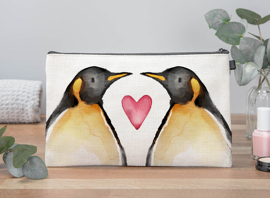 Penguins In Love Makeup Bag