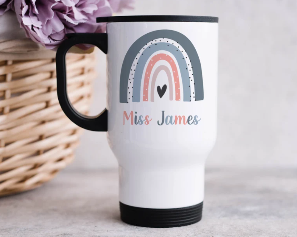 Personalised Tacher Rainbow Travel Mug