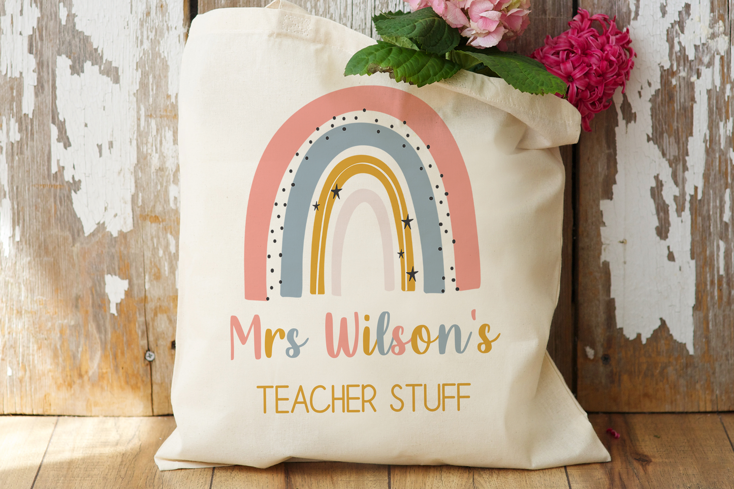 Rainbow Teacher Tote Bag