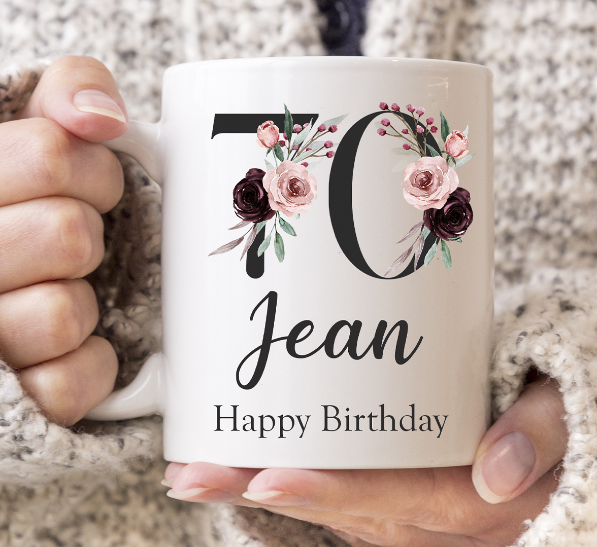 Floral 70th Birthday Mug