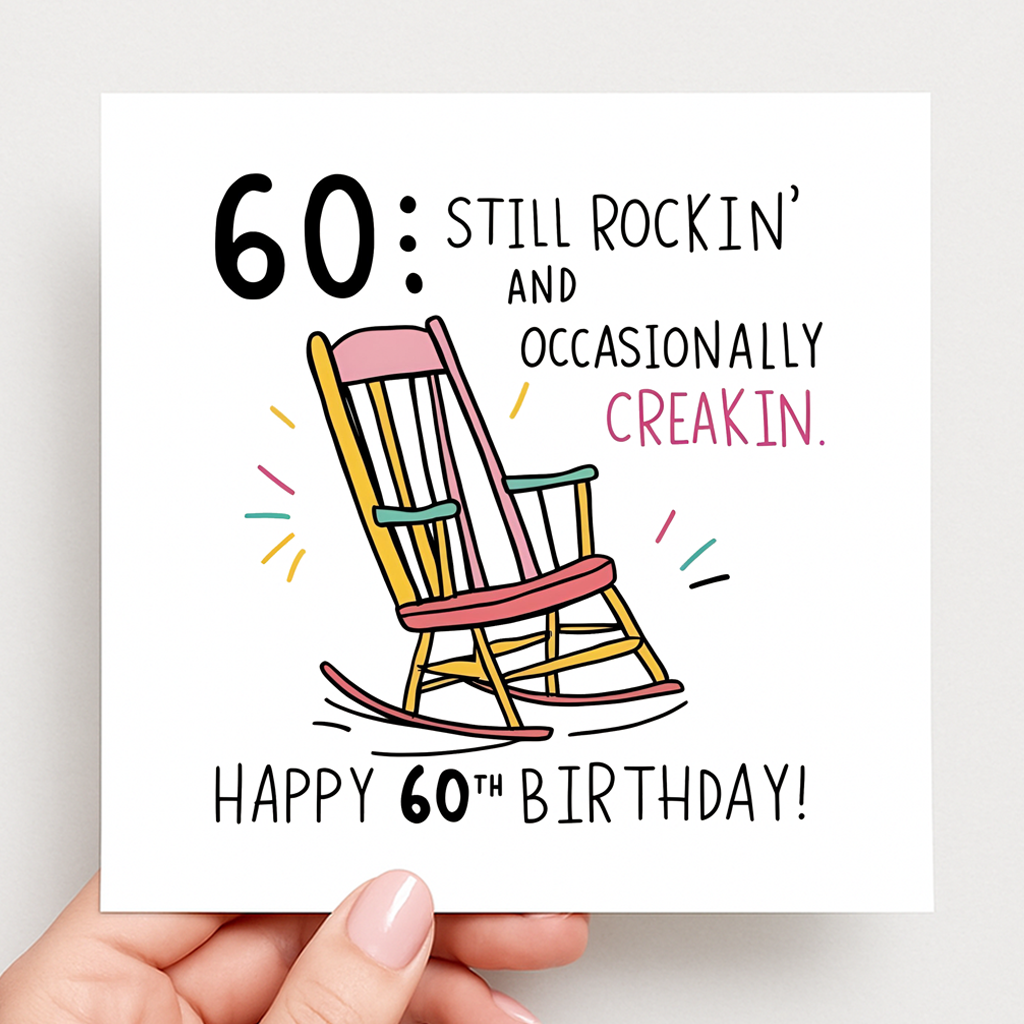 “60: Still Rockin’ and Occasionally Creakin’” birthday card