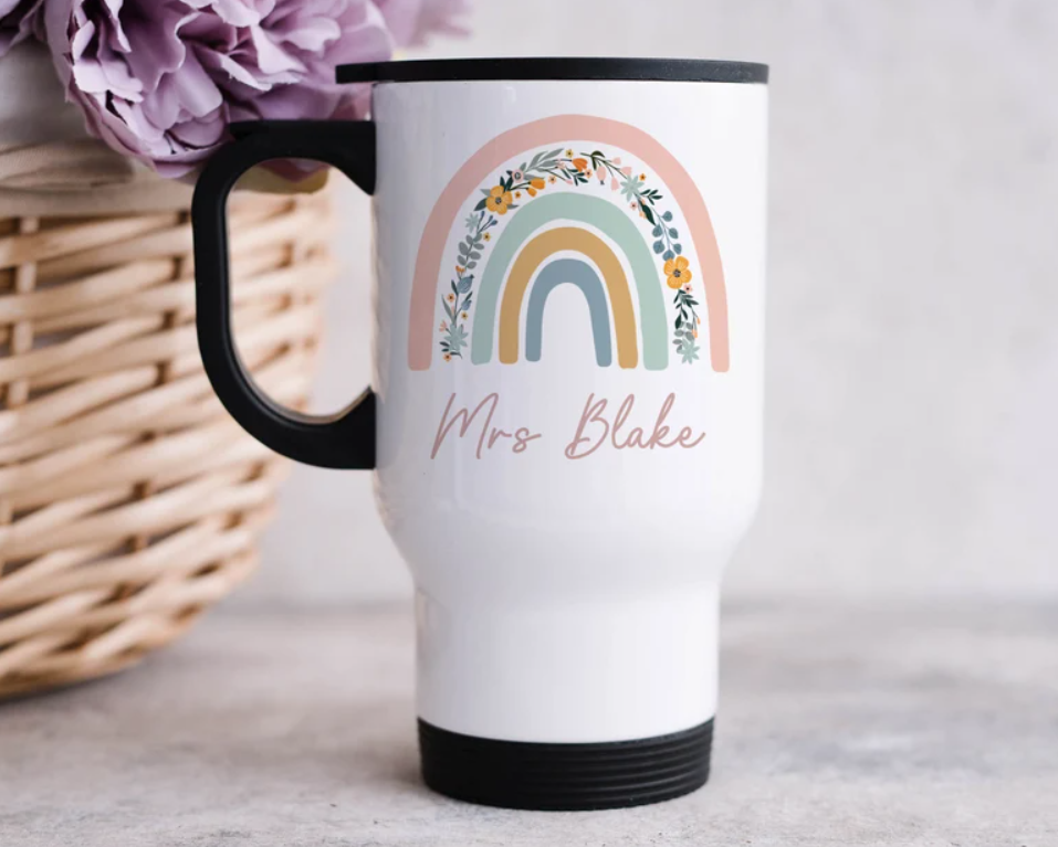 Personalised Tacher Rainbow Travel Mug