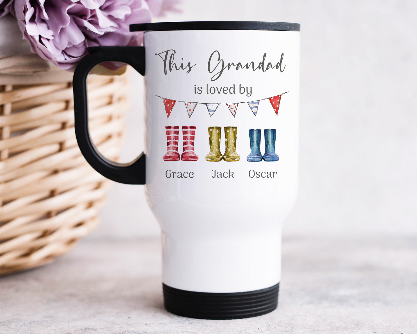 Wellington 'Grandad is loved by' Travel Mug