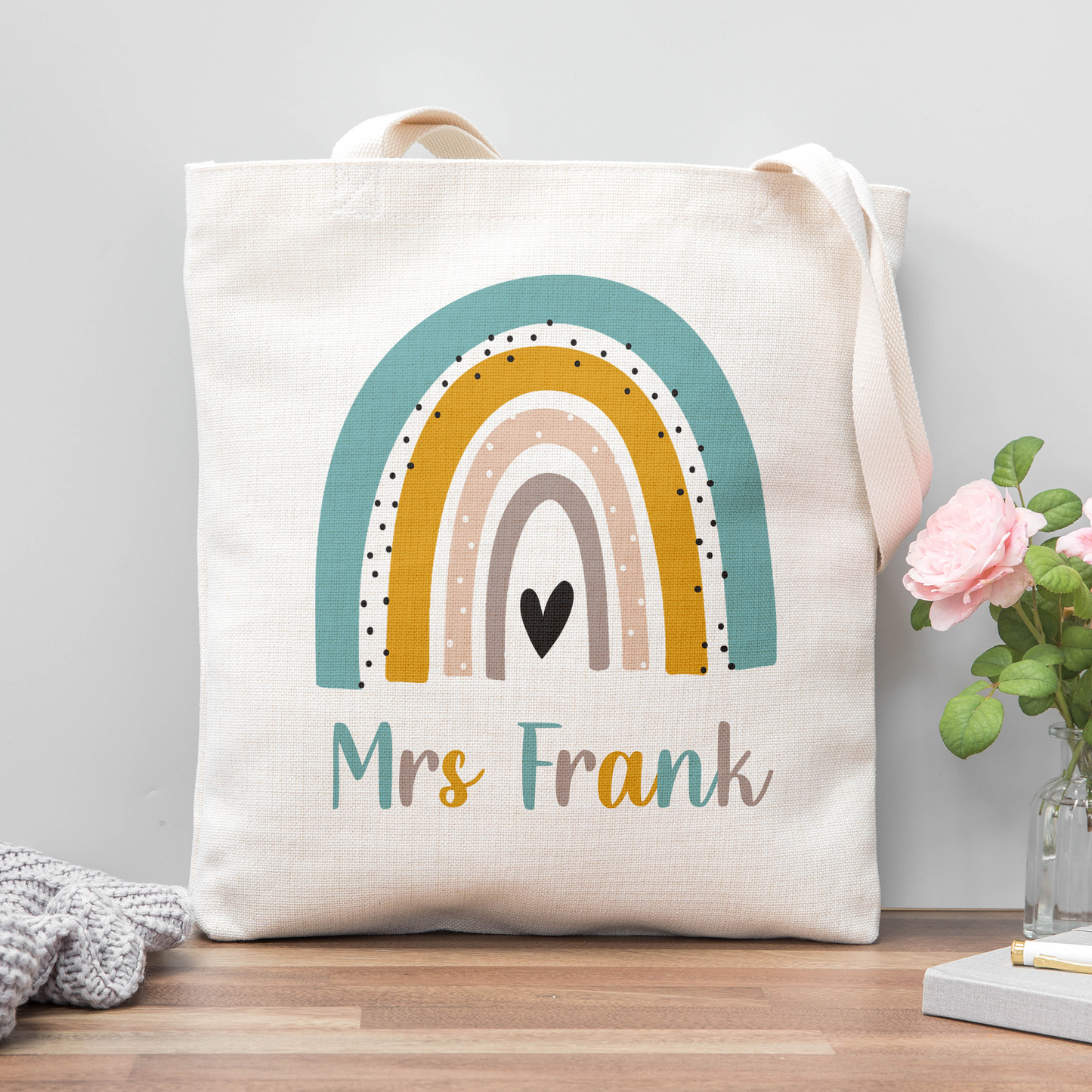 Rainbow Teacher Tote Bag