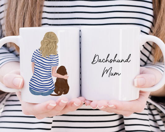 Customisable Lady & Dachshund Mug