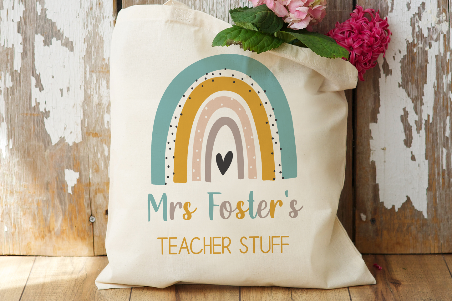 Rainbow Teacher Tote Bag