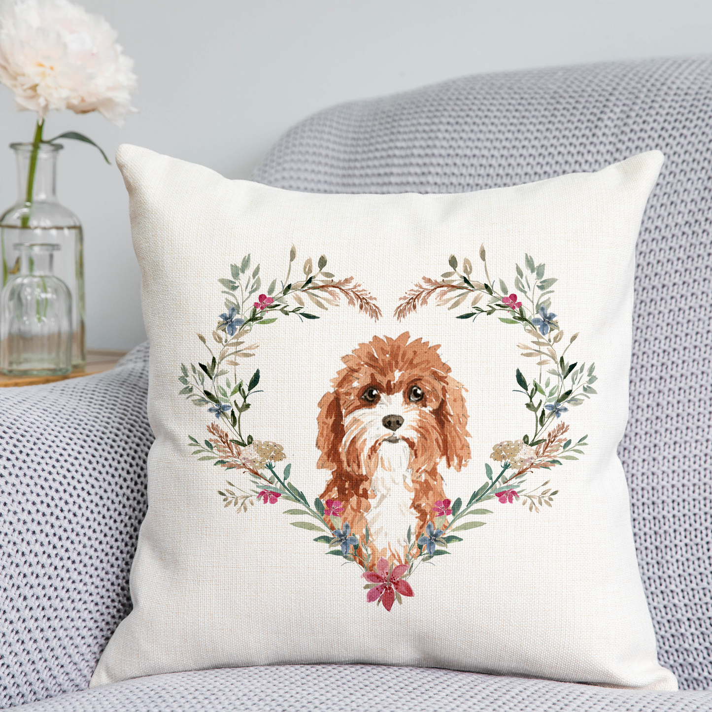 Floral Cavapoo Cushion