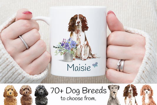 Floral Dog Mug (Lots of Dog Breeds to choose from)