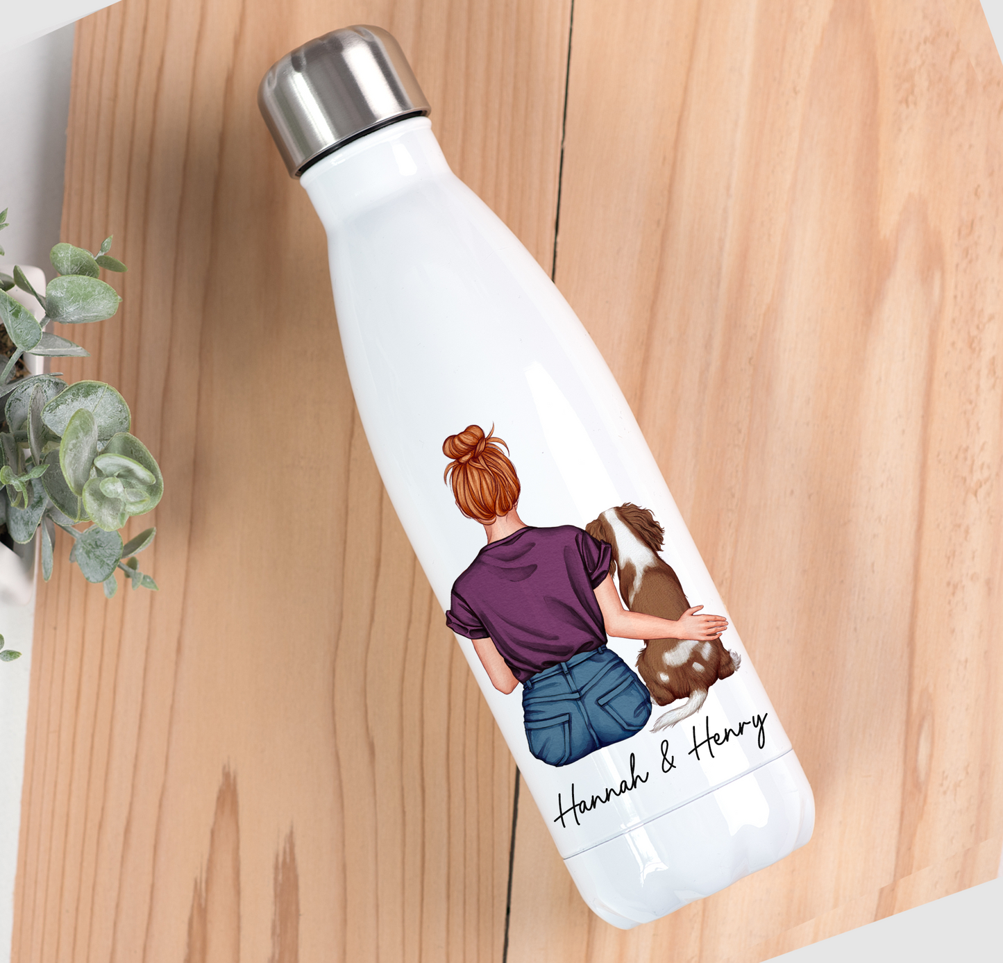 Customisable Lady & Dog Drinks Bottle