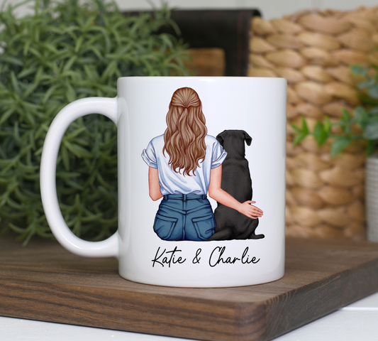 Customisable Lady & Dog Mug